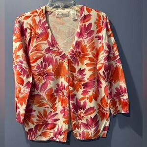 Alfred Dunner Pink and Orange Floral Cardigan